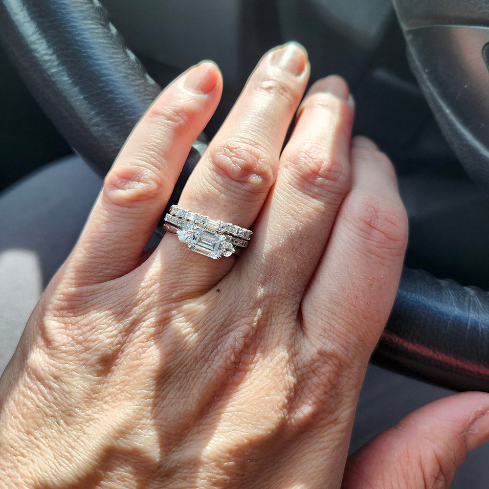 Model Wearing 3-Stone Ring