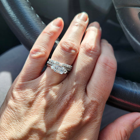 Model Wearing 3-Stone Ring
