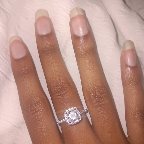 Model Wearing Halo Ring