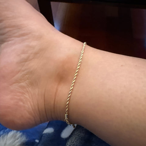 Model Wearing Woven Anklet