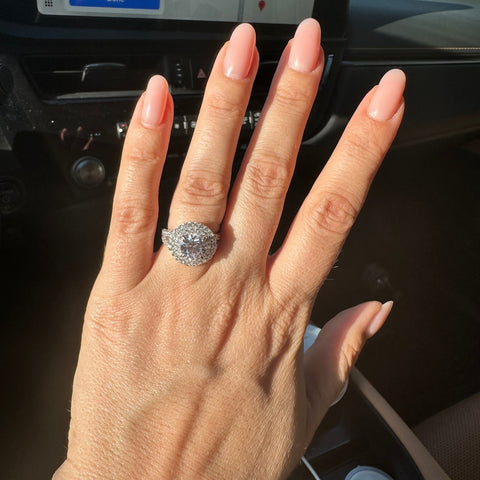 Model Wearing Halo Split Shank Ring