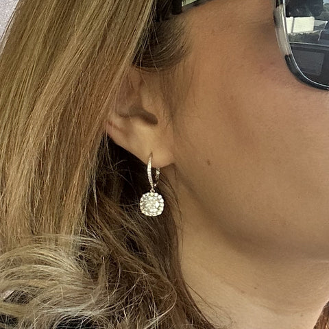 Model Wearing Halo Dangle Earrings