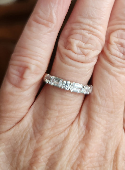 Model Wearing Art Deco Half Eternity Ring
