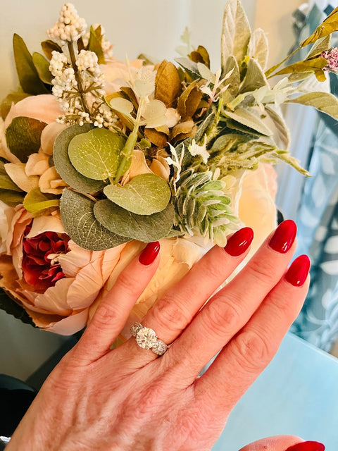 Model Wearing Solitaire with Side Stones Ring