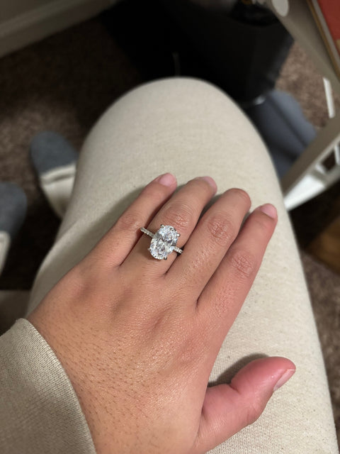 Model Wearing Solitaire with Side Stones Ring