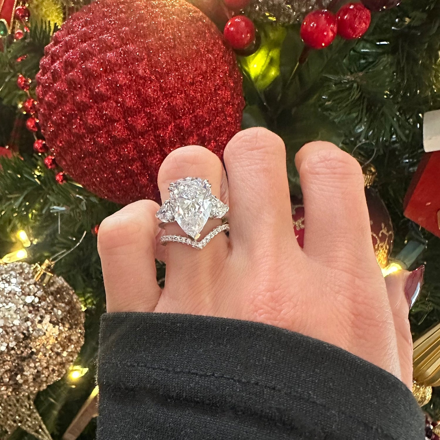 Model Wearing 3-Stone Ring