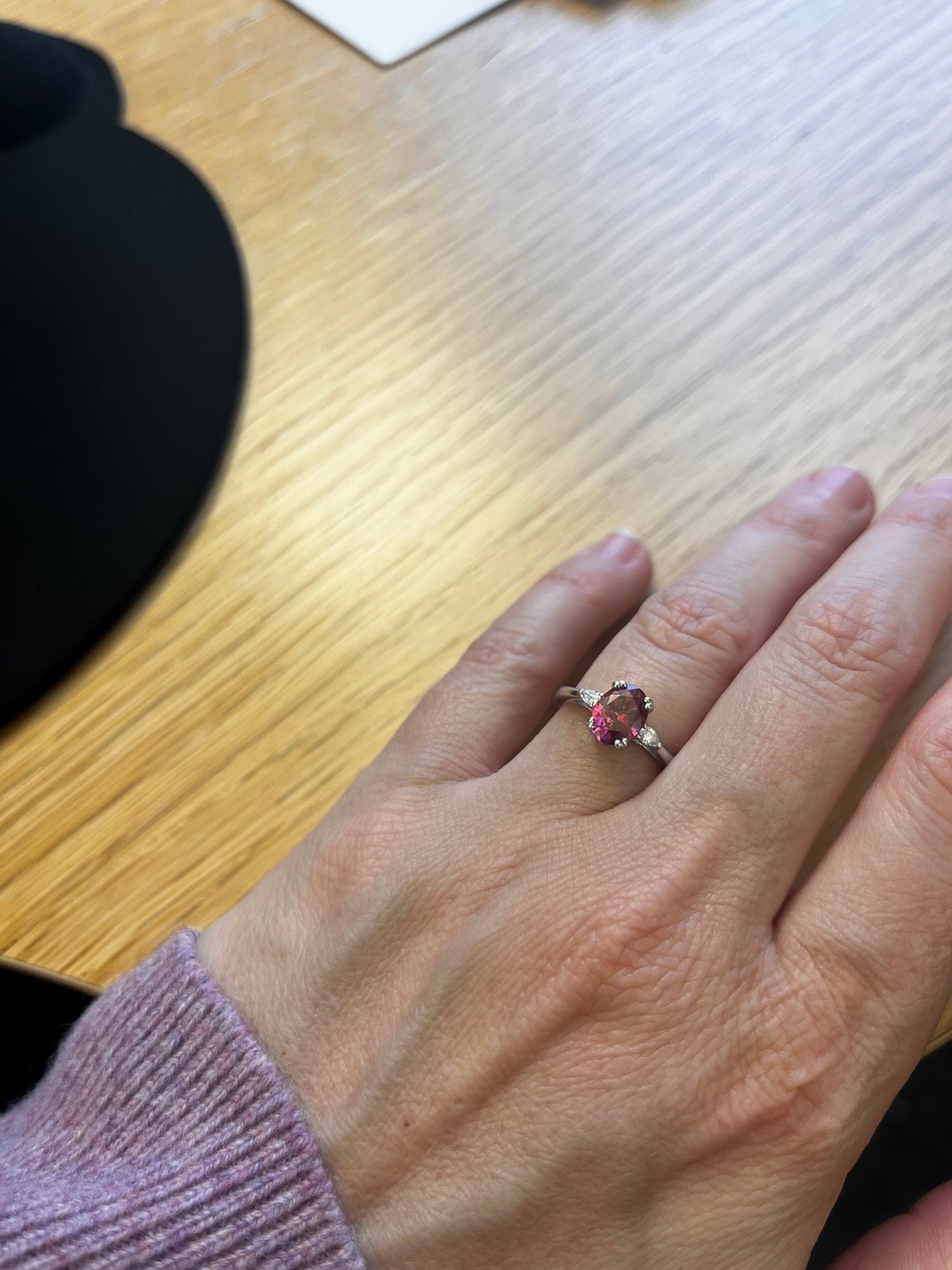 Model Wearing 3-Stone Ring