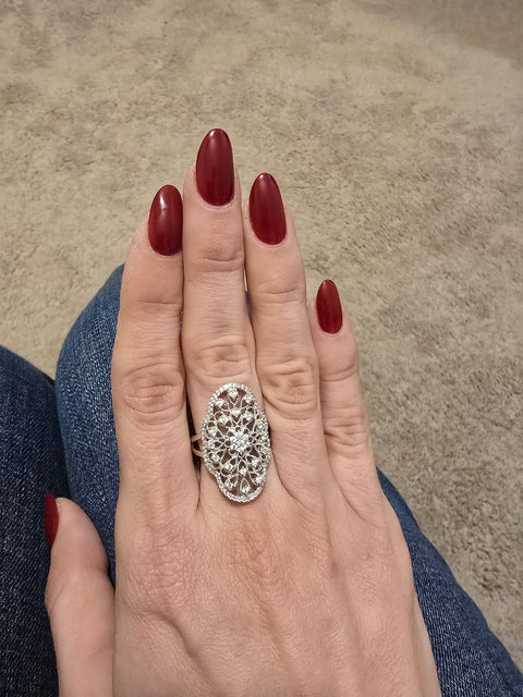 Model Wearing Flower Ring