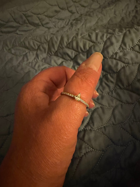 Model Wearing Solitaire with Side Stones Ring