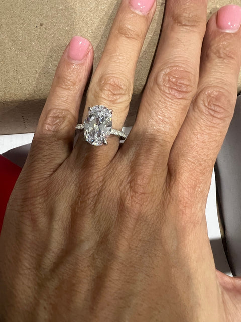 Model Wearing Solitaire with Side Stones Ring