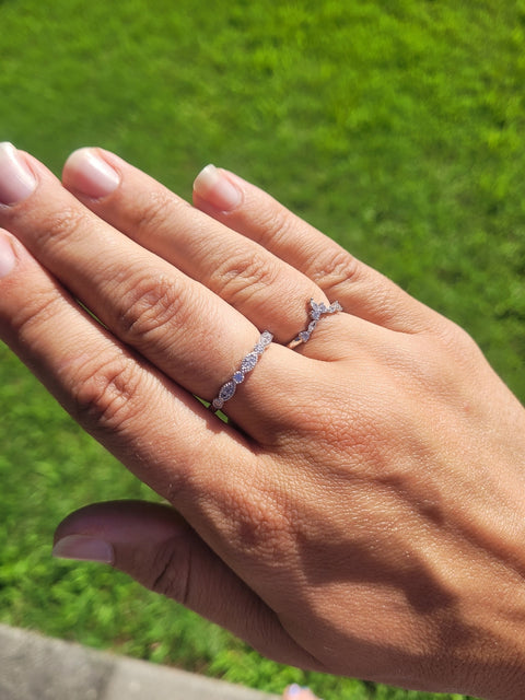 Model Wearing Milgrain Half Eternity Ring
