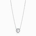 Front view of Initial Letter CZ Necklace in Sterling Silver, F
