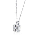 Front view of Solitaire 3ct Asscher CZ Necklace in Sterling Silver, Rhodium Plated