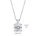 Angle view of Solitaire 3ct Asscher CZ Necklace in Sterling Silver, Rhodium Plated