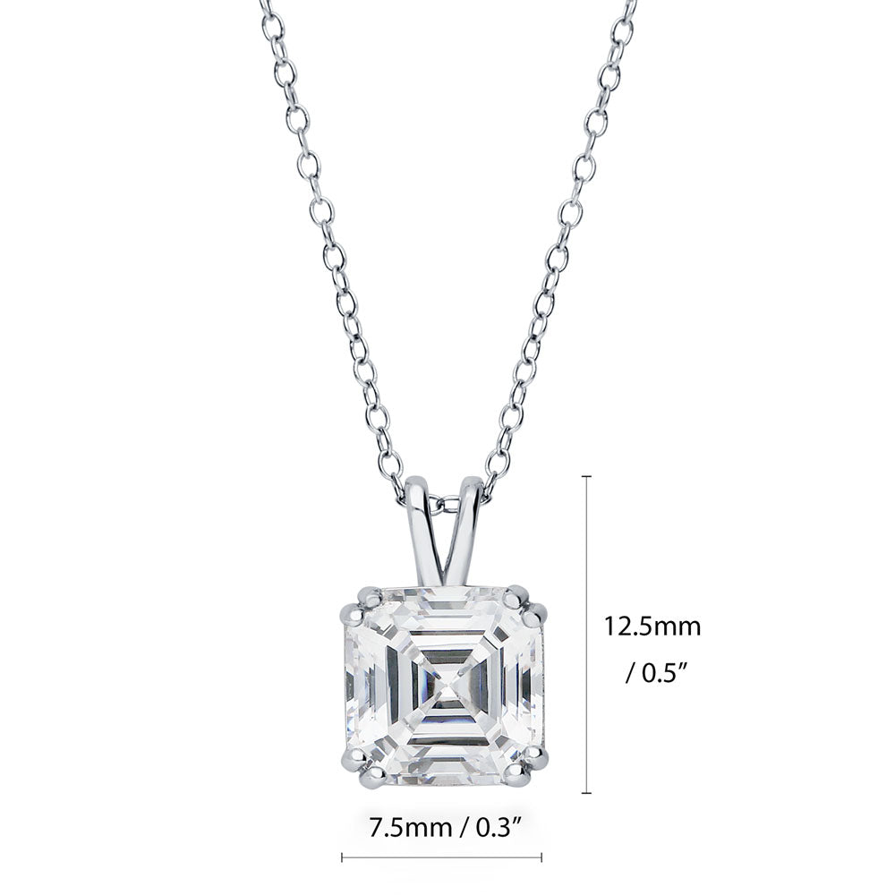 Solitaire 3ct/3.2ct Asscher CZ Set in Sterling Silver