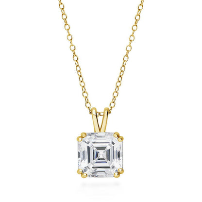 Solitaire CZ Layered Necklace Set in Gold Flashed Sterling Silver