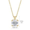 Angle view of Solitaire 3ct Asscher CZ Necklace in Sterling Silver, Yellow Gold Flashed