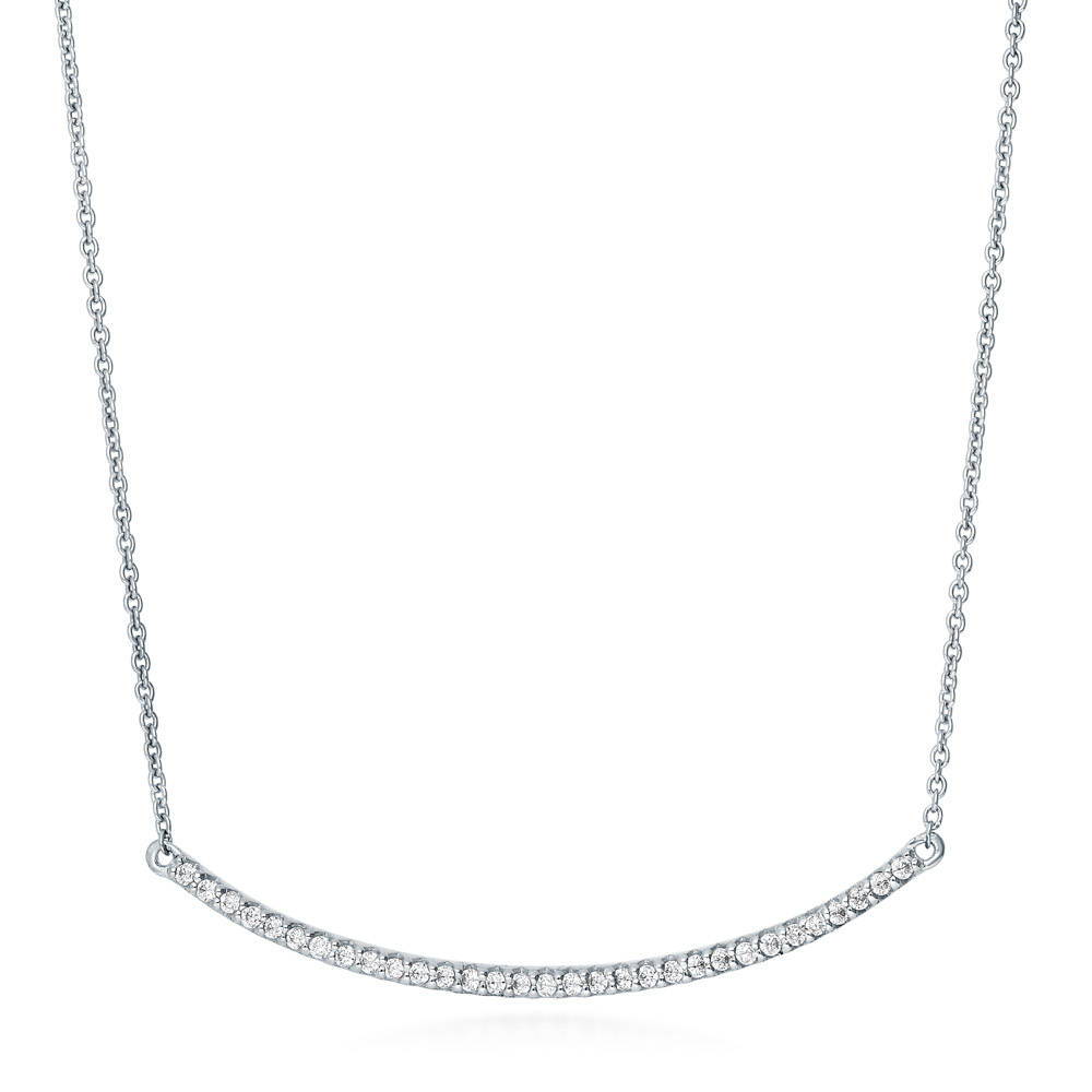 Bar CZ Pendant Necklace in Sterling Silver