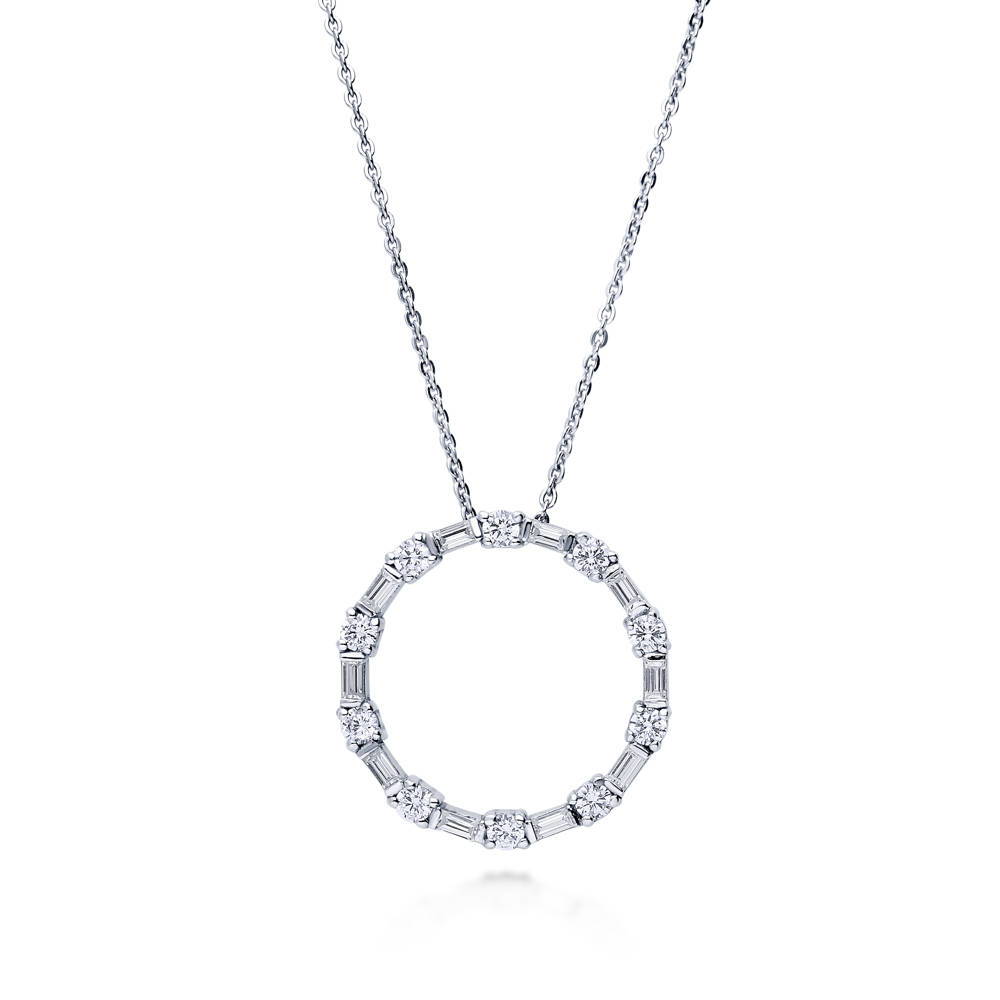 Open Circle CZ Necklace in Sterling Silver