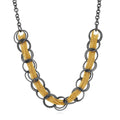 Open Circle Statement Necklace, Black And Gold-Tone