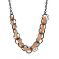 Open Circle Statement Necklace, Black And Rose Gold-Tone