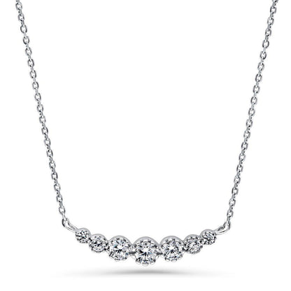 Solitaire Bubble Bar CZ Layered Necklace Set in Sterling Silver