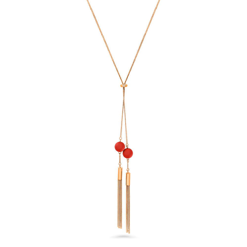 Tassel Ball Bead Lariat Necklace