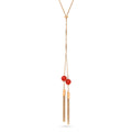 Front view of Tassel Ball Bead Lariat Necklace