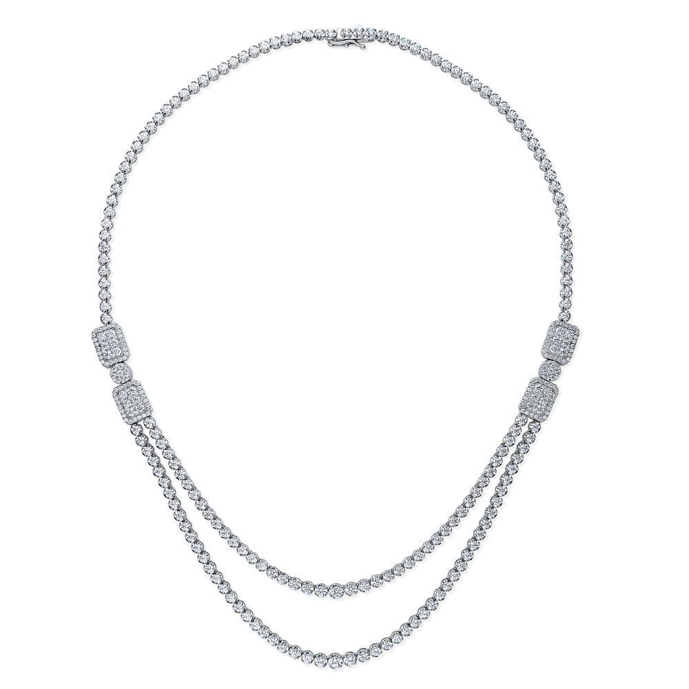 Art Deco CZ Tennis Necklace in Sterling Silver