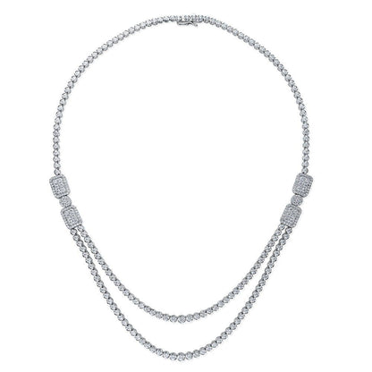 Art Deco CZ Tennis Necklace in Sterling Silver