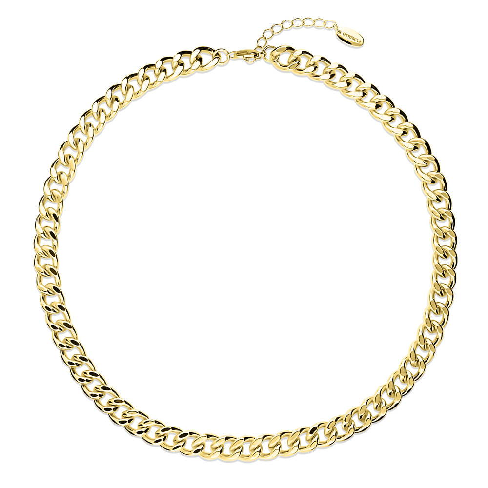 Lightweight Curb Chain Necklace 9mm, Gold-Tone