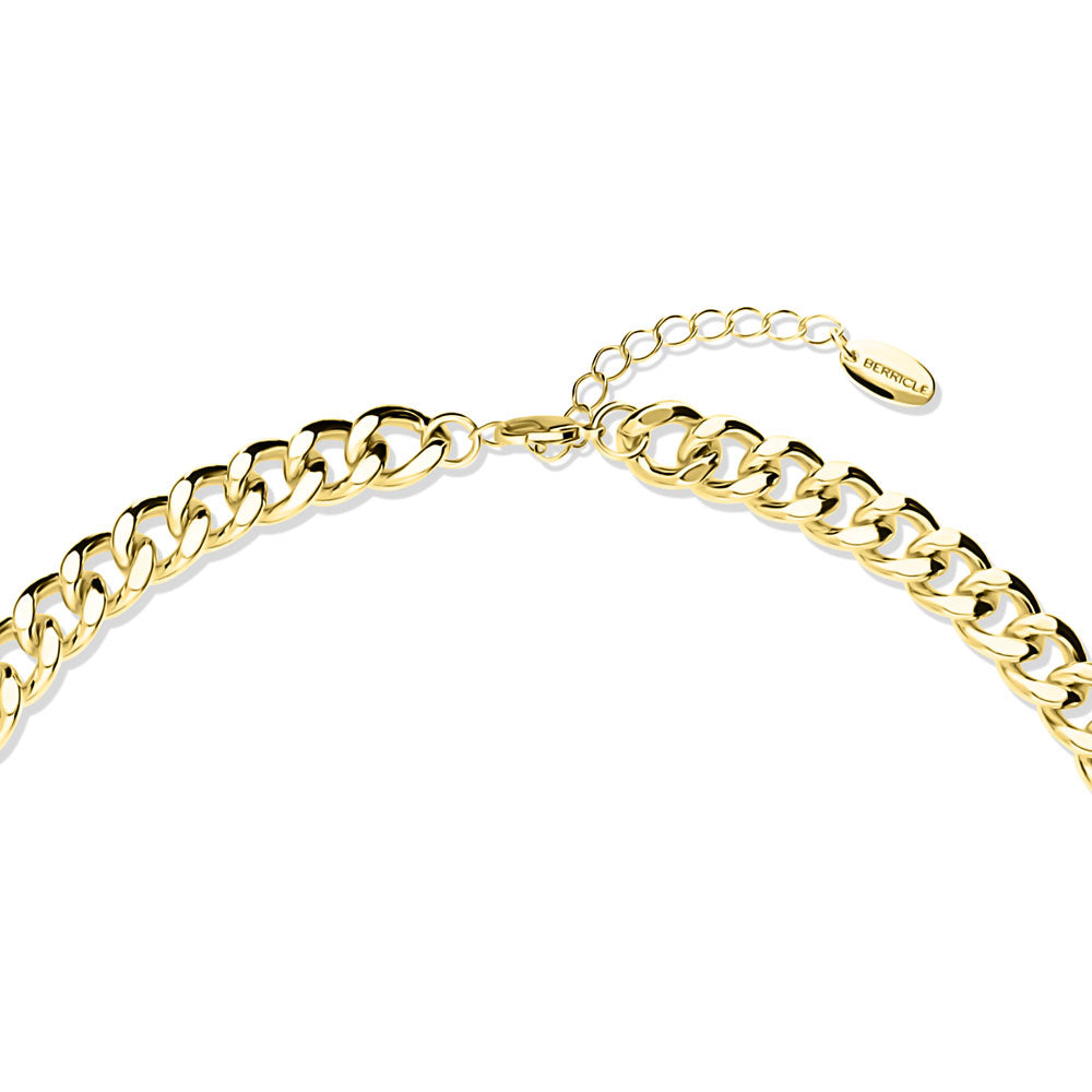 Front view of Curb Necklace and Chain Bracelet, 2-Piece, Gold-Tone