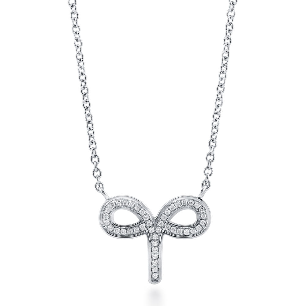 Zodiac CZ Pendant Necklace in Sterling Silver, Aries