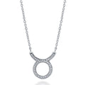 Zodiac CZ Pendant Necklace in Sterling Silver, Taurus