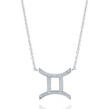 Zodiac CZ Pendant Necklace in Sterling Silver, Gemini