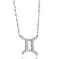 Front view of Zodiac CZ Pendant Necklace in Sterling Silver, Gemini