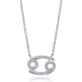 Zodiac CZ Pendant Necklace in Sterling Silver, Cancer