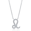 Zodiac CZ Pendant Necklace in Sterling Silver, Leo
