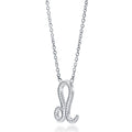 Front view of Zodiac CZ Pendant Necklace in Sterling Silver, Leo