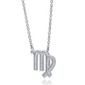 Front view of Zodiac CZ Pendant Necklace in Sterling Silver, Virgo