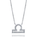 Zodiac CZ Pendant Necklace in Sterling Silver, Libra