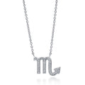 Zodiac CZ Pendant Necklace in Sterling Silver, Scorpio