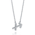 Front view of Zodiac CZ Pendant Necklace in Sterling Silver, Sagittarius