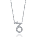 Zodiac CZ Pendant Necklace in Sterling Silver, Capricorn