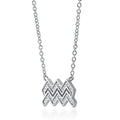 Front view of Zodiac CZ Pendant Necklace in Sterling Silver, Aquarius