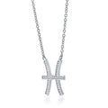 Front view of Zodiac CZ Pendant Necklace in Sterling Silver, Pisces