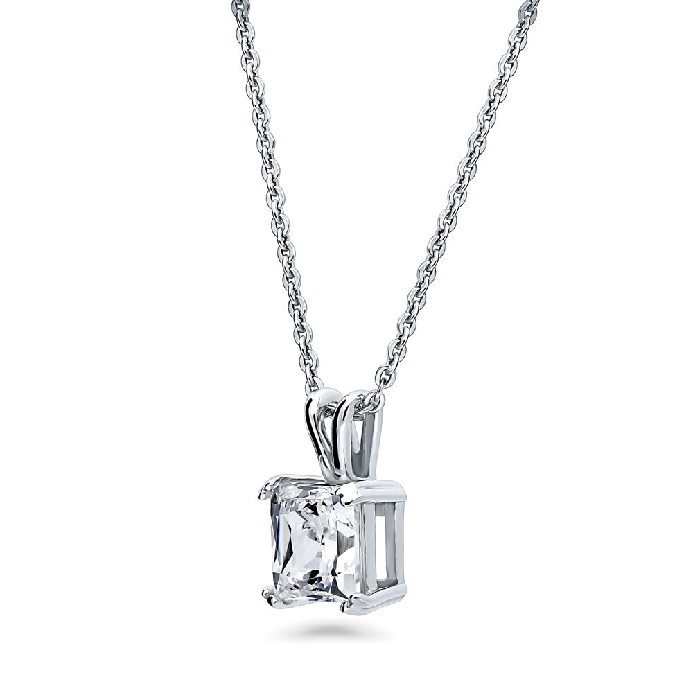 Front view of Solitaire CZ Necklace in Sterling Silver, 3 of 20