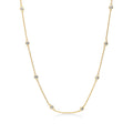 Station CZ Station Necklace in Sterling Silver, Yellow Gold Flashed / 16 inch + 2 inch extension