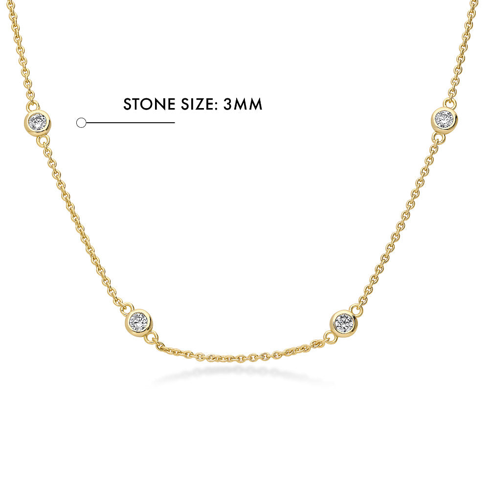 Sterling Silver Station Cubic Zirconia CZ Station Necklace #N1547