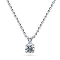 Solitaire CZ Necklace in Sterling Silver, Round Cut / Clear